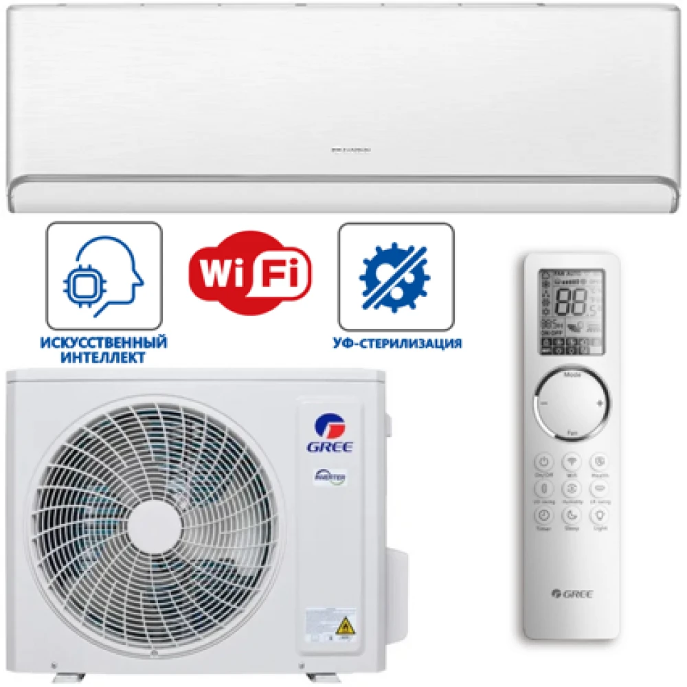 Фото 3 товара: Кондиционер Gree AIRY inverter R32 GWH09AVCXB-K6DNA1B white